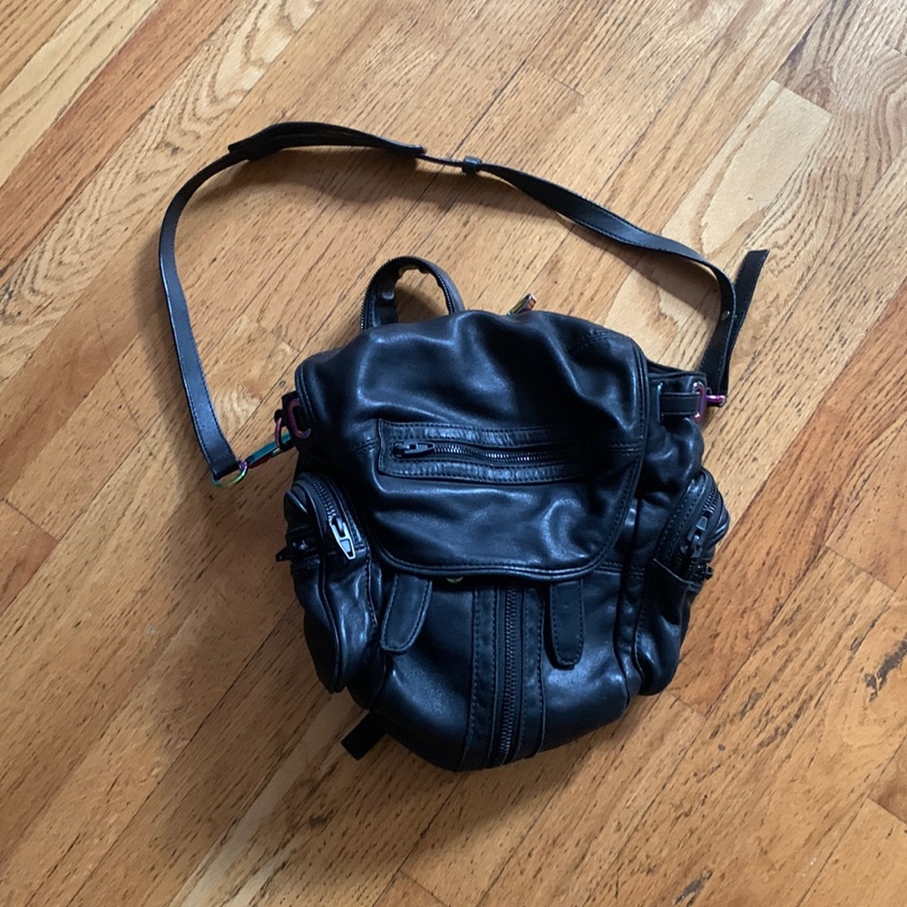 Alexander Wang Marti Mini Iridescent Hardware Leather Backpack w/ brand dust bag